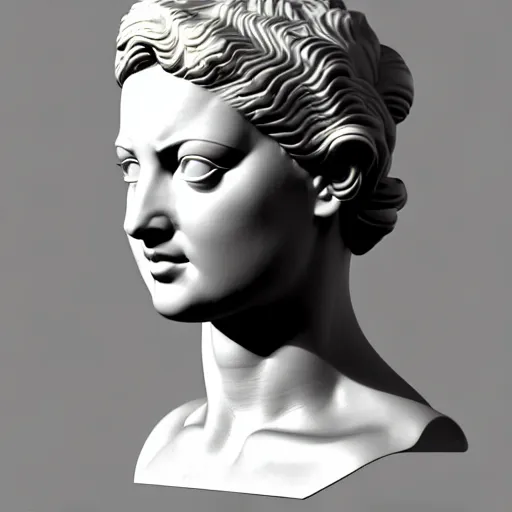 Prompt: 3 d sci - fi cgartist ambient occlusion rendering of a hyper realistic marble greek statuary godess head product photo bright white backdrop high key anaglyph colored lighting by chris moore, by edward hopper, by col price, trending on artstation