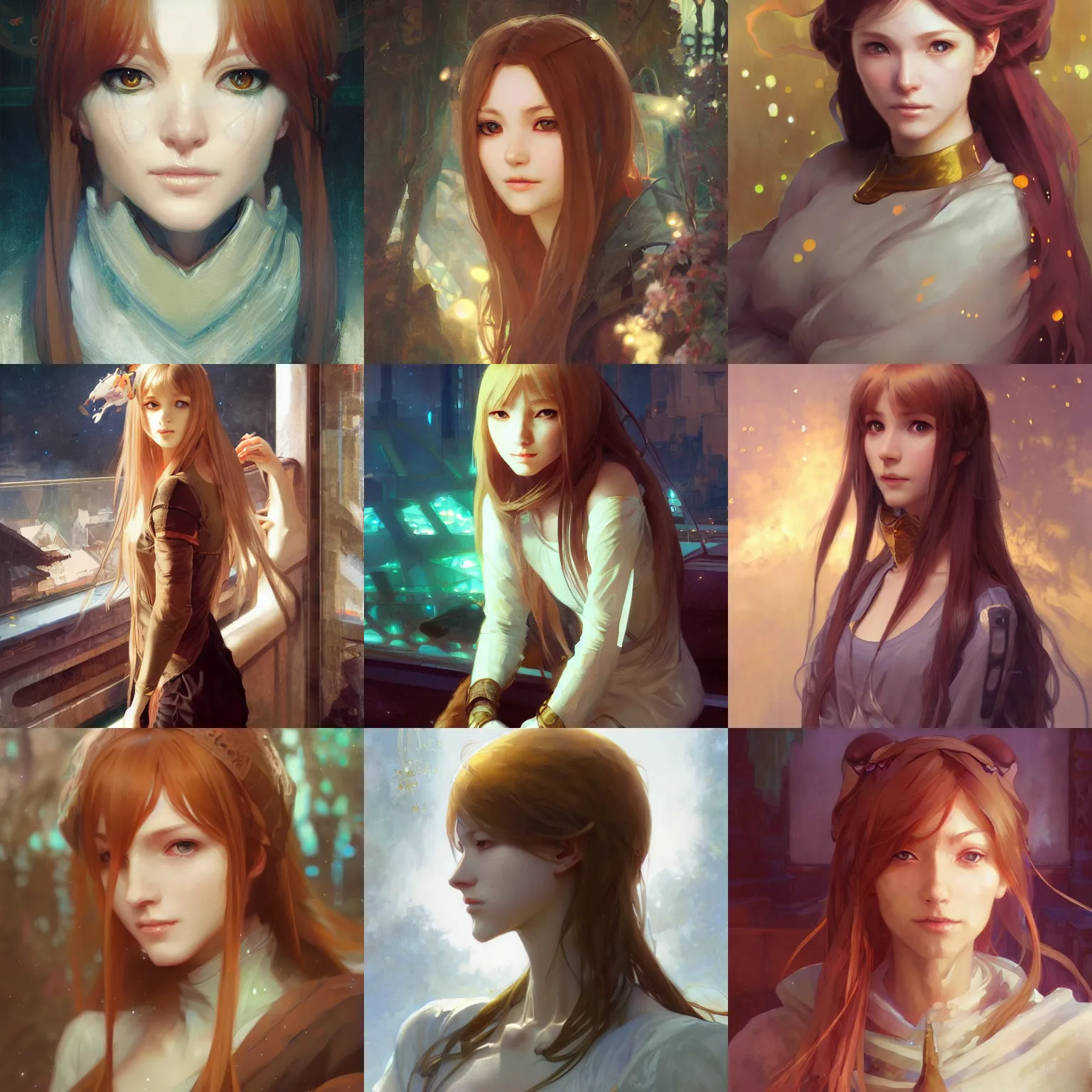 Prompt: a portrait painting of holo ( from spice & wolf ), by greg rutkowski, artgerm, wlop, ruan jia, krenz cushart, alphonse mucha, marble, gold, unreal engine 5