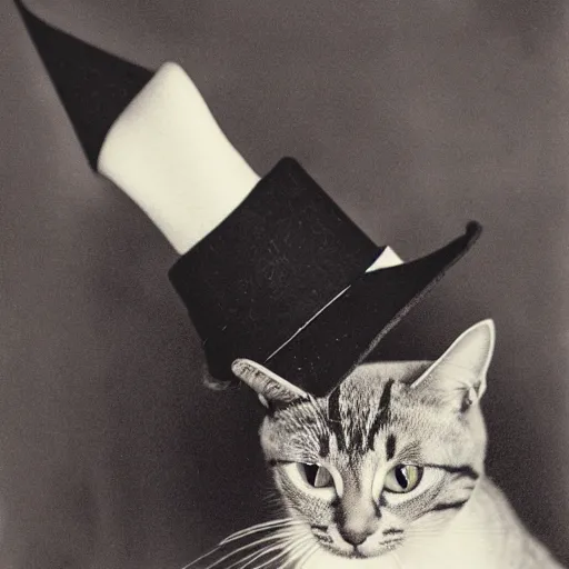 Image similar to photograph of a cat with witch's hat