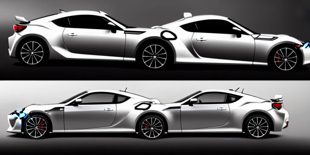 Image similar to hybrid design of Toyota gt86 2015 and Aston Martin 2022. No background, concept art style.