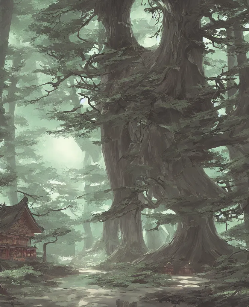 Prompt: concept art by sylvain sarrailh of a funny haunted japan temple in a forest