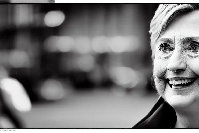 Prompt: closeup potrait of Hillary Clinton leaving behind a trail of emails in a new york street, screen light, sharp, detailed face, magazine, press, photo, Steve McCurry, David Lazar, Canon, Nikon, focus