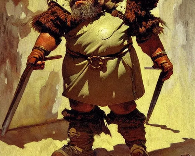 Image similar to portrait of a dwarf warrior, painting by j. c. leyendecker