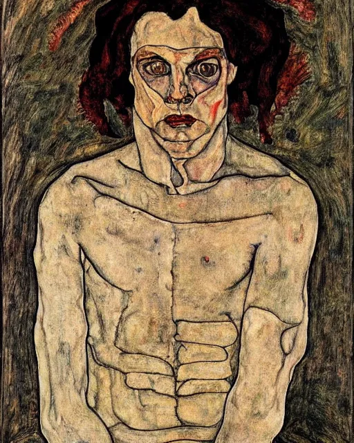 Image similar to portrait of the devil by egon schiele