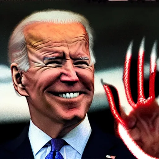 Image similar to joe biden with devil horns