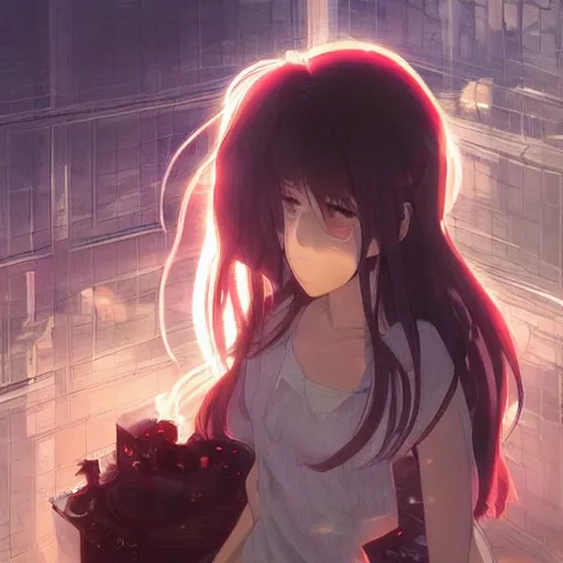 Image similar to “ anime, the world's most sleazy shit, light and shadow effects, intricate, highly detailed, digital painting, art station, concept art, smooth, sharp focus, illustration, advanced digital anime art, atmospheric lighting, detailed face, by makoto shinkai, stanley artgerm lau, wlop, rossdraws ”