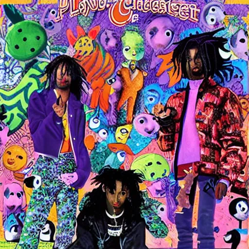 Prompt: playboi carti new album cover : creatures from the 4 dimension