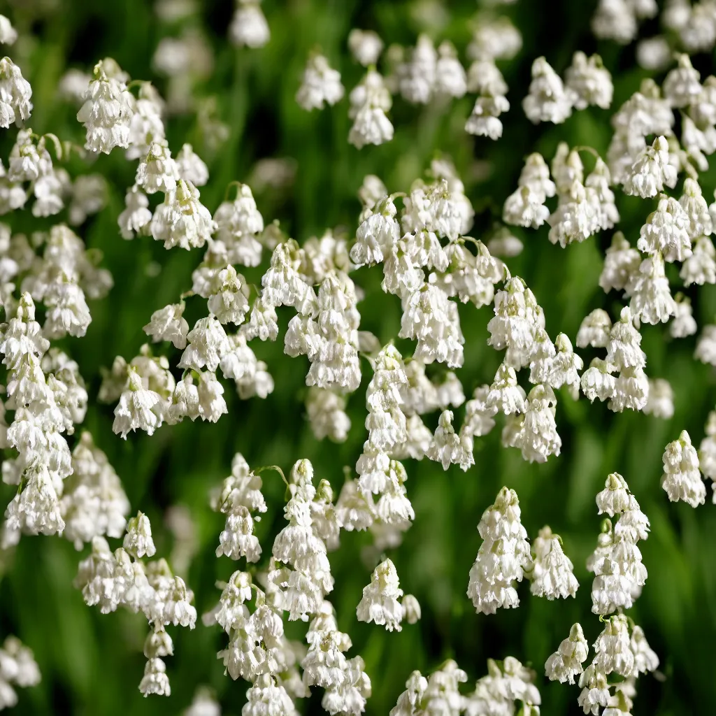 Image similar to photography of muguet in the morning sun, with bokeh