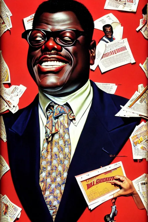 Prompt: bernie mac by gil elvgren and norman rockwell and rob gonsalves and hajime sorayama, hyperrealistic, high detail, ultra detailed, highly detailed face, ruffled fabric