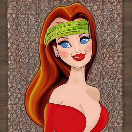 Image similar to jessica rabbit as national geographic afghan girl