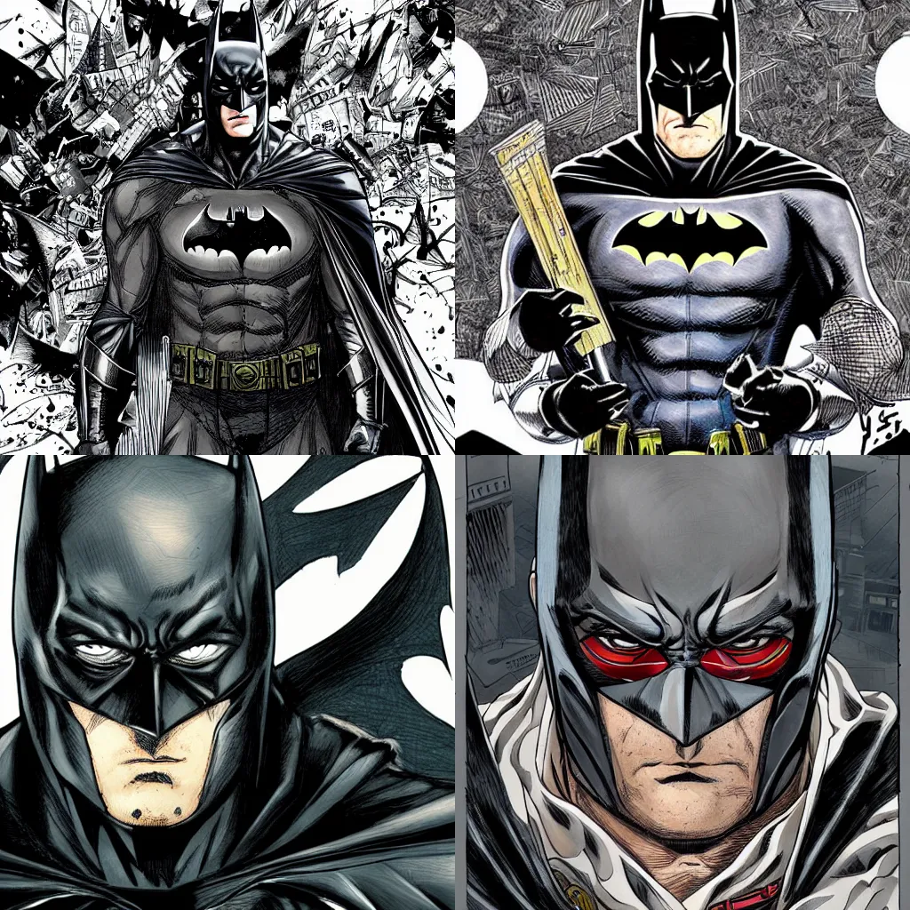 Prompt: batman, manga, highly detailed, digital art, centered, portrait, colored accurately, in the style of shuzo oshimi