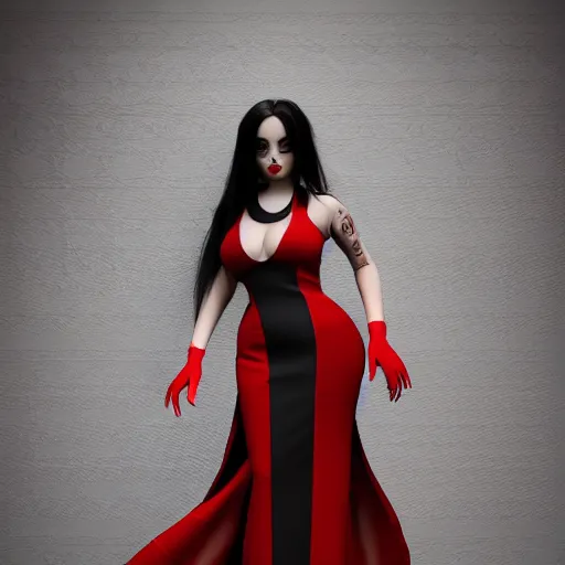 Image similar to curvy feminine hot goth cutie with sublime modest elegant patterned red-black snakeskin leather neck-high gown, cgsociety, photorealistic, comfy ambience, idealistic, 16k, smooth, sharp focus, trending on ArtStation, volumetric lighting, fully clothed, worksafe