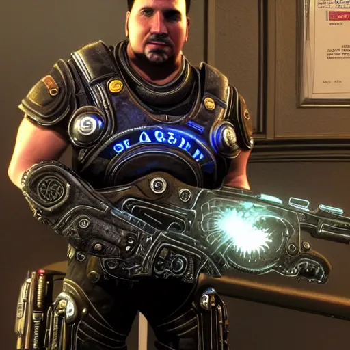 Image similar to markus phoenix from gears of war joining the rotary club