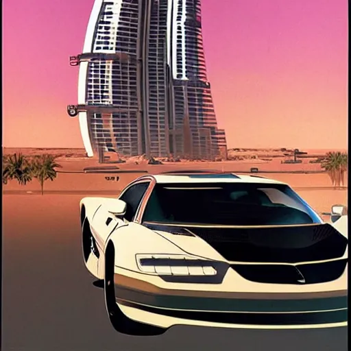 Prompt: gta : dubai, by syd mead