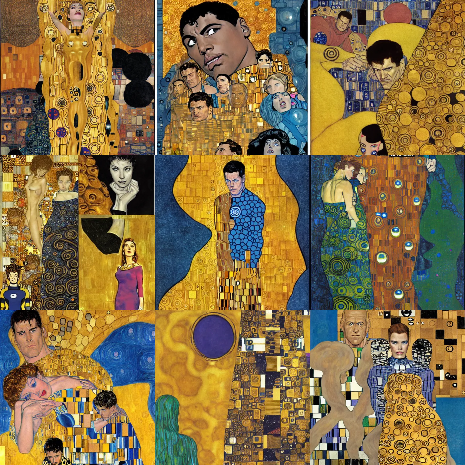 Prompt: Fantastic Four cover, Marvel, style of Gustav Klimt