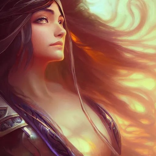 Image similar to perfectly - centered - portrait of irelia from league of legends, intricate, highly detailed, digital painting, artstation, concept art, smooth, sharp focus, illustration, unreal engine 5, 8 k, art by artgerm and greg rutkowski and alphonse mucha