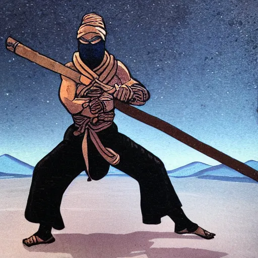 Prompt: a ninja on neptune