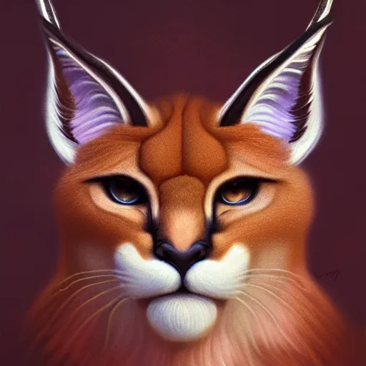 Image similar to laurel wreath on a head of fluffy caracal, photography of kurzgesagt, no people, deep focus, d & d, intricate, elegant, highly detailed, digital painting, artstation, concept art, matte, sharp focus, illustration, hearthstone, art by artgerm and greg rutkowski and alphonse mucha