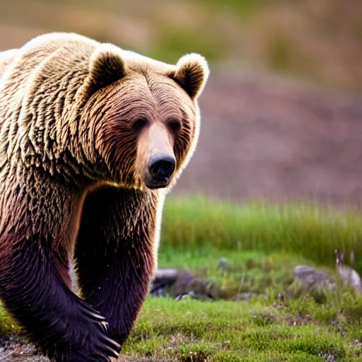 Prompt: 8k photography from a grizzly bear with rainbow fur