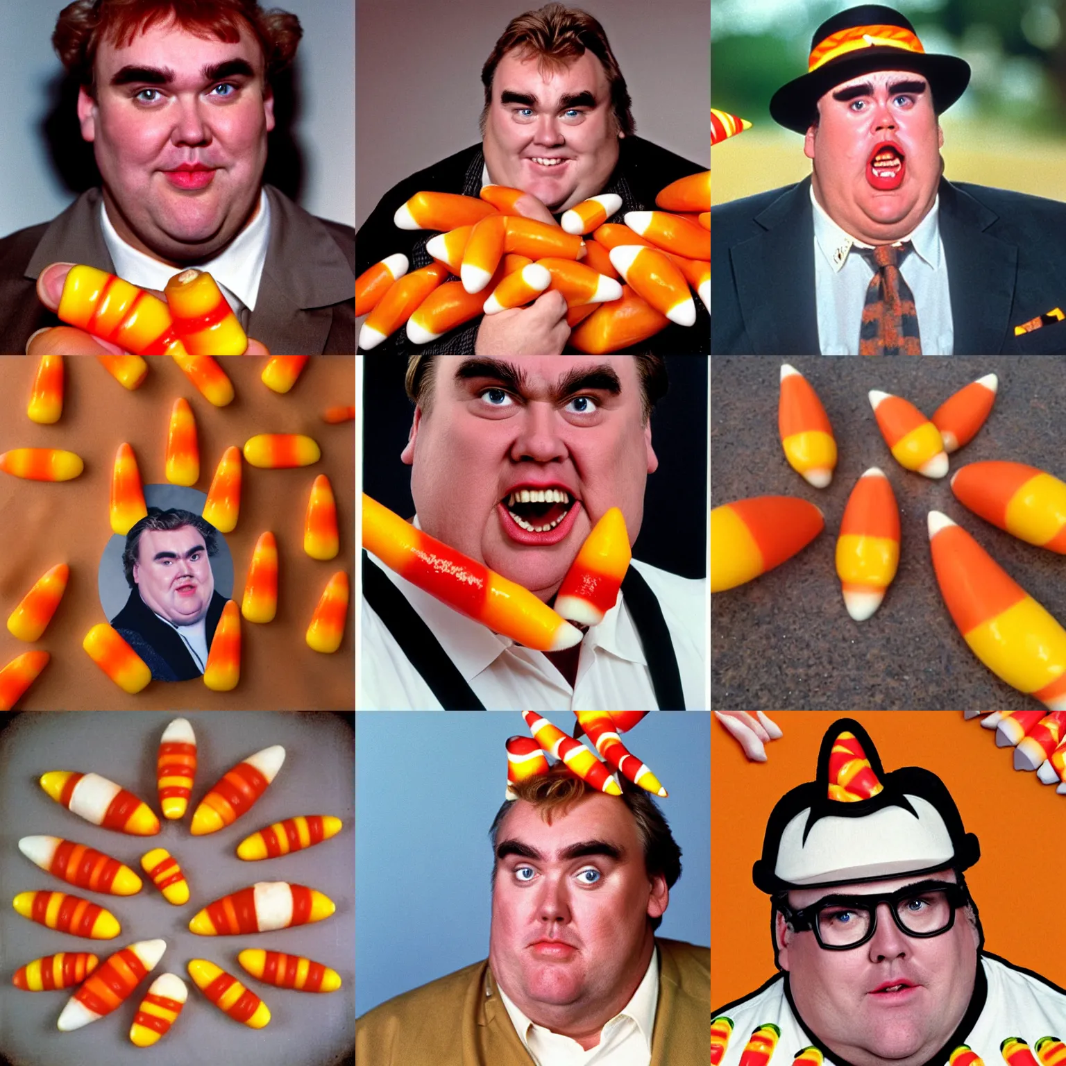 Prompt: john candy, candy corn, john candy corn, john candy face is candy corn