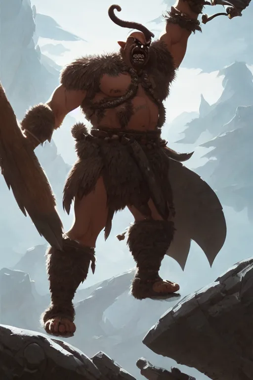 Image similar to orc barbarian wearing leather armor, full body shot, exquisite details, earth magic, mid view, design on a white background, by studio muti, greg rutkowski, makoto shinkai, takashi takeuchi, studio ghibli