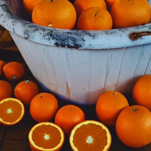 Prompt: Oranges in a Bathtub