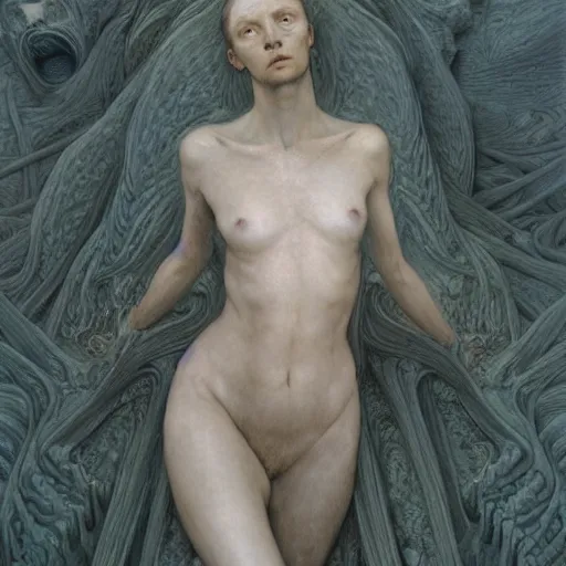 Prompt: Woman masterpiece by Edgar Maxence and Ross Tran, Zdzisław Beksiński, and Michael Whelan, distant, gustav dore, H.R. Giger, 8k, octane render