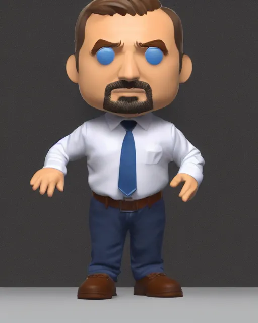 full body 3d render of minecraft steve as a funko pop