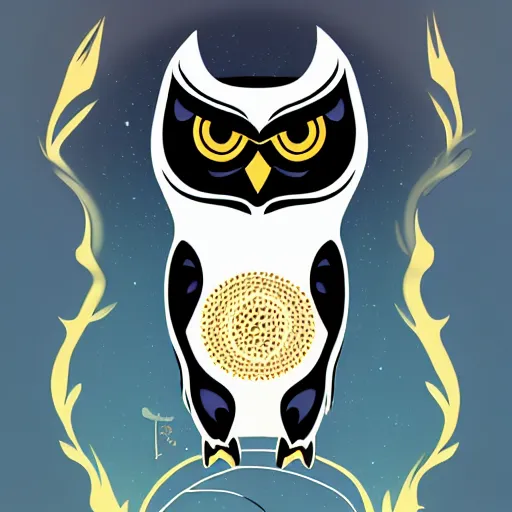 Prompt: a night owl warrior, digital art