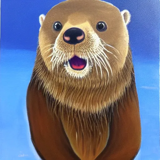 Image similar to oil painting of royal king otter dressed as a king