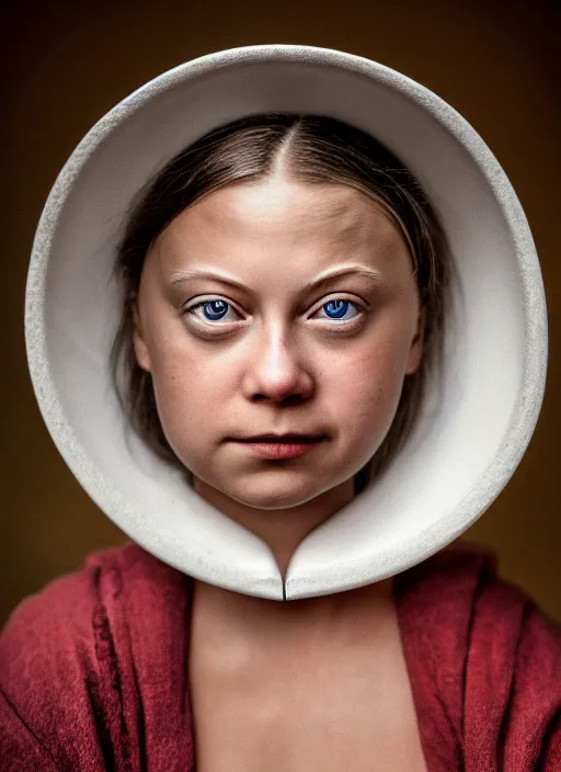 Image similar to closeup portrait of greta thunberg gil elvgren style, depth of field, zeiss lens, detailed, symmetrical, centered, fashion photoshoot, by Annie Leibovitz and Steve McCurry, David Lazar, Jimmy Nelsson, Breathtaking, 8k resolution, extremely detailed, beautiful, establishing shot, artistic, hyperrealistic, beautiful face, octane render