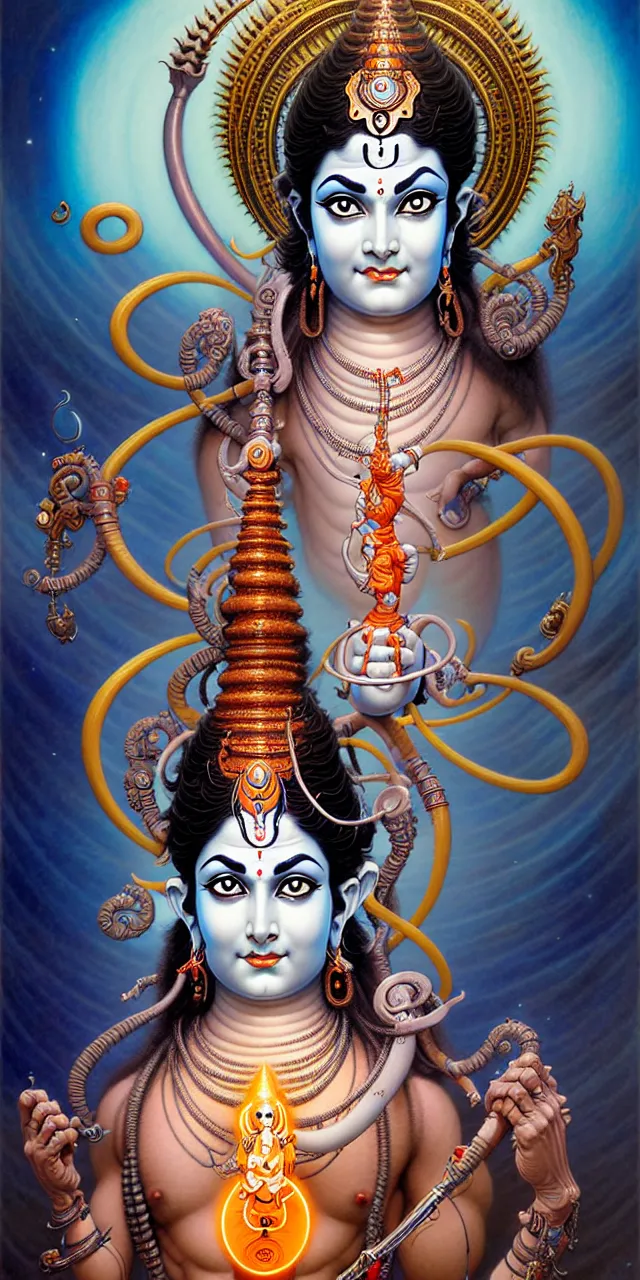 Prompt: beautiful hindu god mahadev shiv art nouveau fantasy character portrait, ultra realistic, intricate details, the fifth element artifacts, highly detailed by peter mohrbacher, hajime sorayama, wayne barlowe, boris vallejo, aaron horkey, gaston bussiere, craig mullins