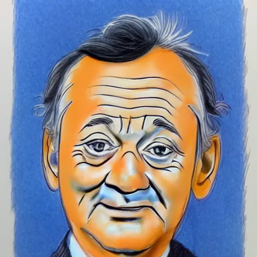 Prompt: Elegant portrait of bill murray, friendly, photorealistic, facial detail, color drawing, in the style of busytown