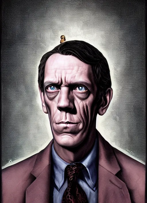 Image similar to lovecraft lovecraftian portrait of hugh laurie, pixar style, by tristan eaton stanley artgerm and tom bagshaw.