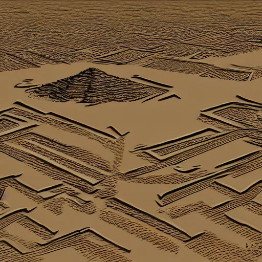 Prompt: Tenochtitlan made out of sand in the desert, digital art