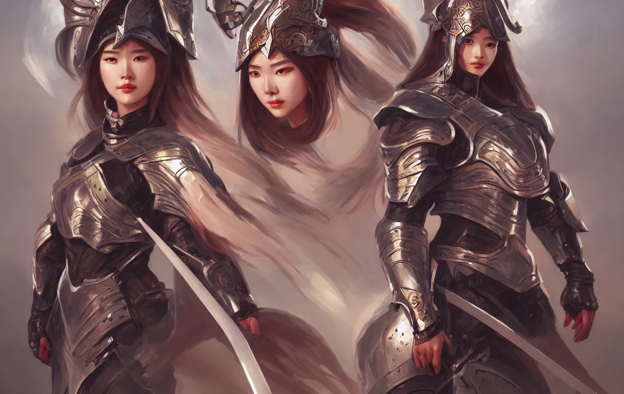 Image similar to portrait hero action pose of futuristic female knights of zodiac, chinese dragon concept art, highly detailed, digital painting, artstation, sharp focus, illustration, art by tan zi and ayanamikodon and alphonse mucha and wlop