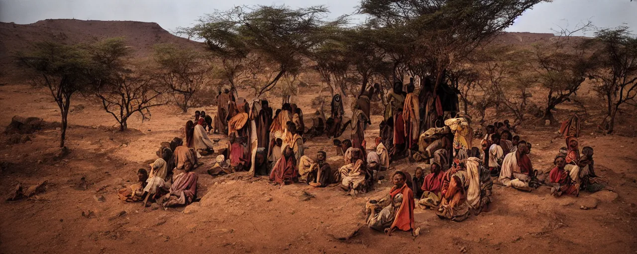 Prompt: humanity's final hideout in ethiopia, national geographic, canon 5 0 mm, cinematic lighting, photography, retro, film, kodachrome