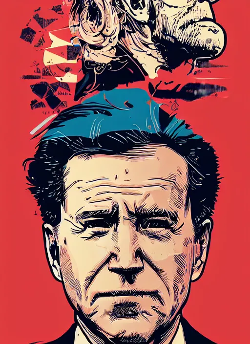 Prompt: highly detailed delirium face portrait of joe biden by petros afshar, tom whalen, laurie greasley, war face by greg rutkowski