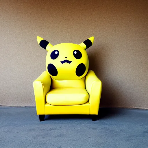 Prompt: an armchair in the shape of pikachu