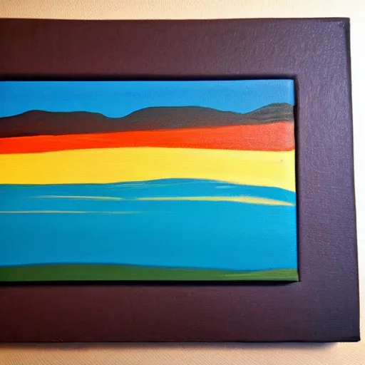 Image similar to landscape acrylic painting on canvas in the style of ben cornish, bold colours