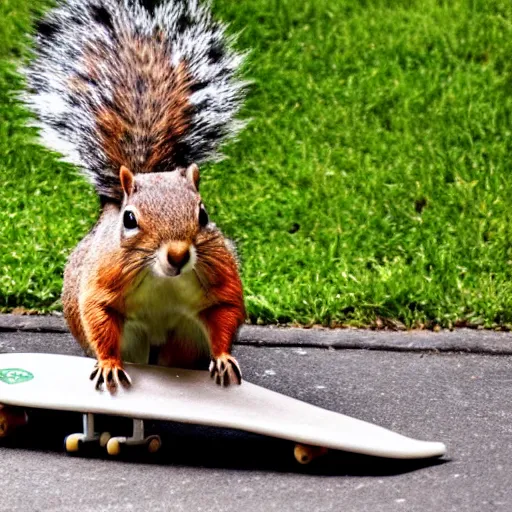 Image similar to a photo of a squirrel on a skateboard