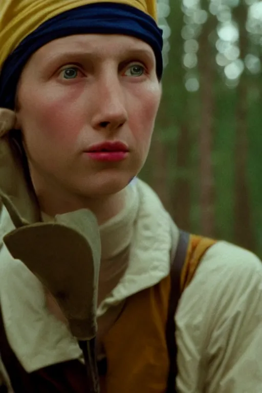 Image similar to beautiful wes anderson movie 3 5 mm film still, only one head single portrait team fortress 2 scout the girl with the pearl earring as the team fortress 2 scout team fortress 2 scout team fortress 2 scout scout team fortress 2 scout, absurdly beautiful, elegant, photographic ultrafine hyperrealistic detailed face wes anderson color, vintage, retro,