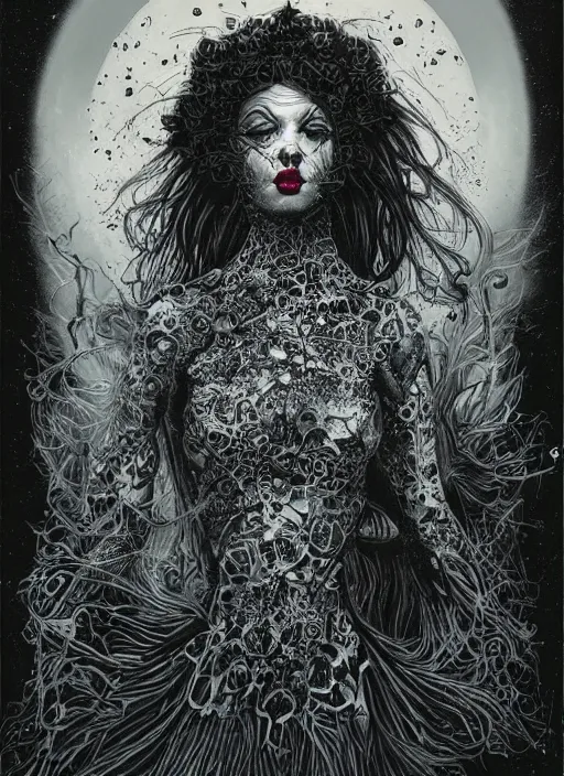 Image similar to Goth goddess painting by Dan Hillier, trending on artstation, artstationHD, artstationHQ, 4k, 8k
