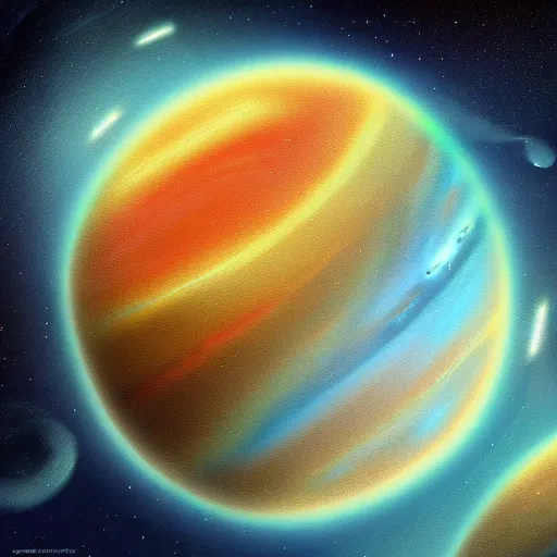 Prompt: gas giant, artstation, digital art, perfectly round, stormy