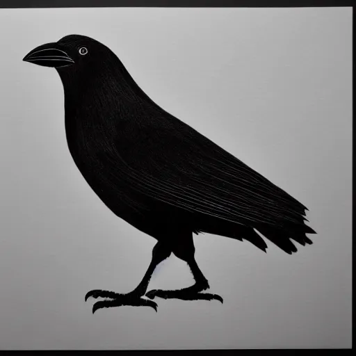 Image similar to detailed crow illustration, full body, concept art, black ink on white paper, sketched 4k