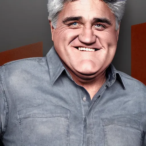 Prompt: an fantasy art of jay leno with very very very gray! and oily! skin and very very black eyes, professional art, volumetric lighting, unreal engine 5, very detailed art, jay leno with gray skin