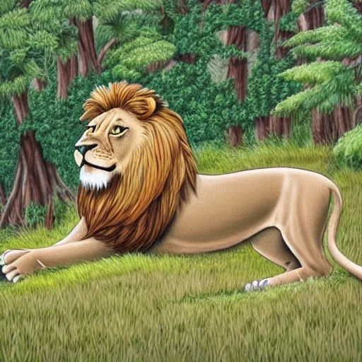 Prompt: a realistic lion in the bush, simpsons style, simpsons style