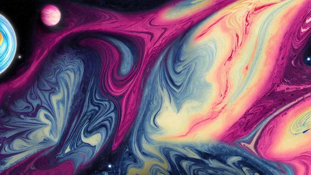 Image similar to planet, by charlie bowater, paper - marbling, hydro - dipping, diffraction grading