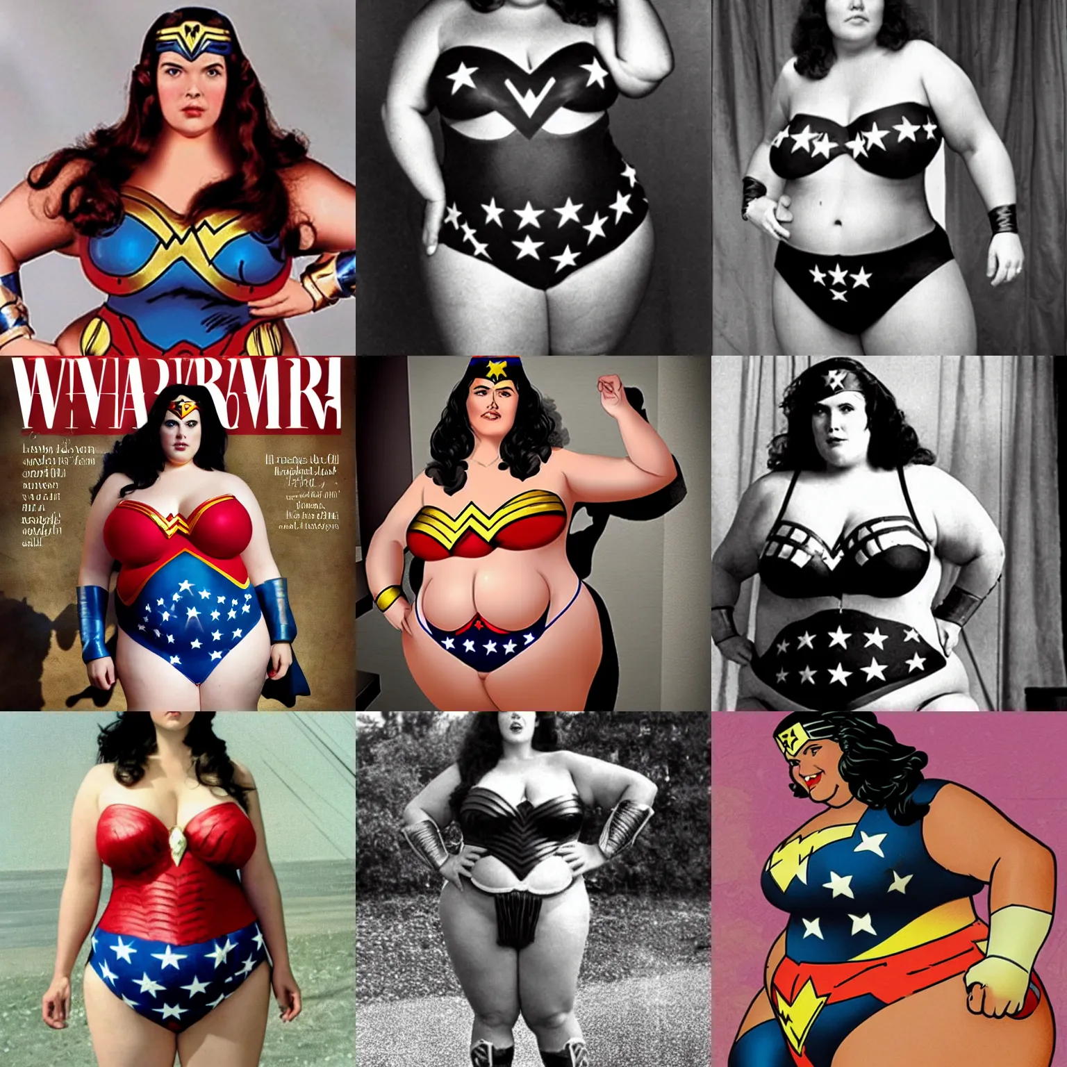 Prompt: photograph of obese bbw wonder woman