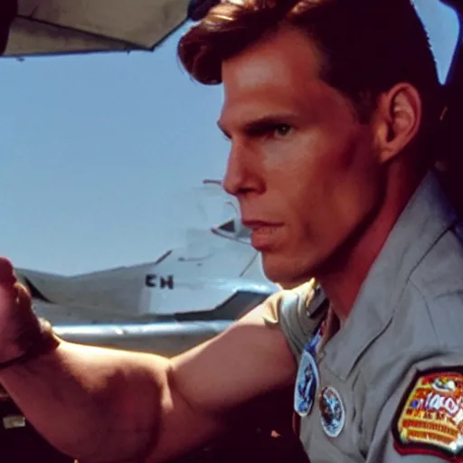 Image similar to Live Action Still of Jerma in Top Gun, real life, hyperrealistic, ultra realistic, realistic, highly detailed, epic, HD quality, 8k resolution, body and headshot, film still